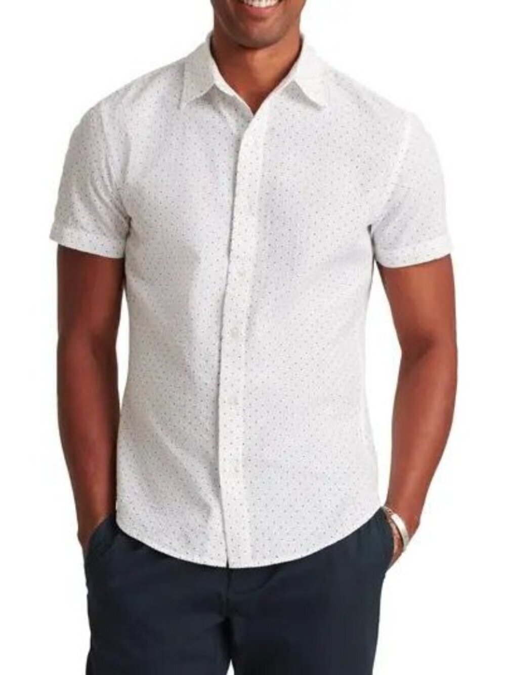 Bonobos Mens Slim Fit White Button-Up Short Sleeve Shirt Size XL